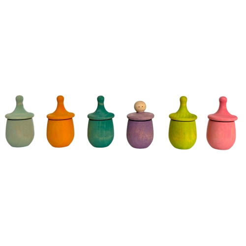 **Pre-order (Ships in 2-3 Weeks)**Set of 6 Stained Little Things Wooden Treasure Boxes – Pastel / Macaron Colors