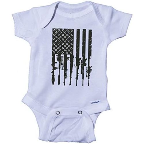 Ink Trendz Distressed American Military & Hunting Themed Freedom Onepiece Bodysuit Baby Onesie