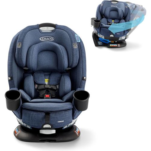 Graco Turn2Me 3-in-1 Rotating Convertible Car Seat, Brighton, Rear-Facing Rotation, Forward-Facing Mode, Highback Booster Up to 100 lbs, Adjustable Headrest & Harness, Steel Reinforced Frame