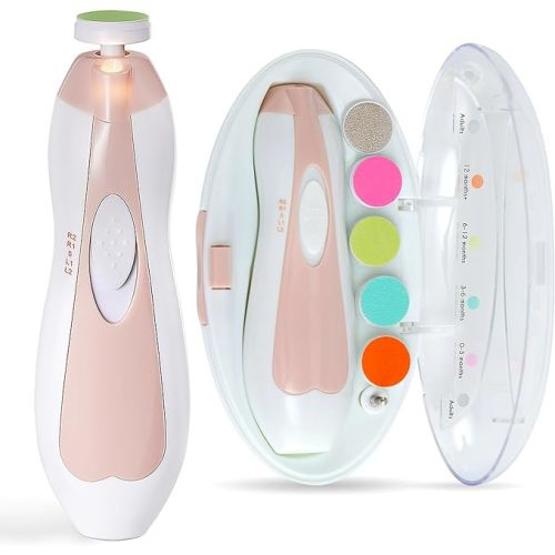 haakaa Baby Nail Trimmer Electric, Safe Baby Nail File Kit with Storage Case, Whisper Quiet Electric Baby Nail Clippers, Extra 6 Replacement Pads, Suitable for Newborn to Adult Trim and Polish - 6 nail trimming pad