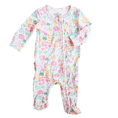Girl Ruffle Zipper Footies - Willows Whimsy Floral