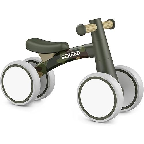 SEREED Baby Balance Bike for 1 Year Old Boys Girls 12-24 Month Toddler Balance Bike, 4 Wheels Toddler First Bike, First Birthday Gifts