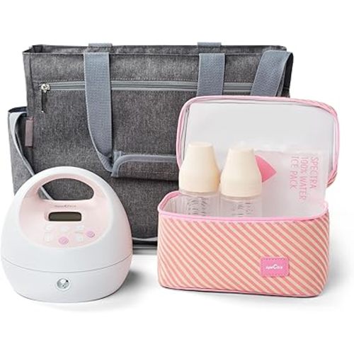Spectra - S2 Plus Electric Breast Milk Pump with Tote Bag, Bottles and Cooler for Baby Feeding