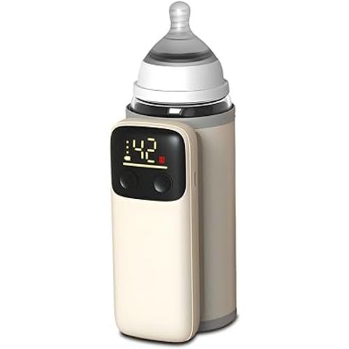 Portable Bottle Warmer for Travel Wireless Portable Baby Milk Warmer On The Go Constant Temperature Rechargeable USB Battery-Powered Baby Milk Heating Bag in Car Heaters Thermostat Bag