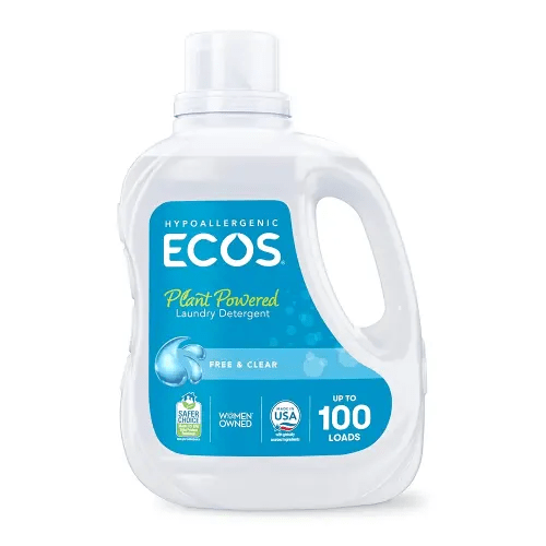 ECOS Laundry Detergent Liquid, 100 Loads - Dermatologist Tested Laundry Soap - Hypoallergenic, EPA Safer Choice Certified, Plant-Powered - Free & Clear, 100 Fl Oz