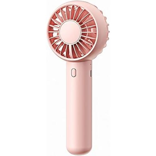 Pink, Gaiatop Mini Portable Fan, Powerful Handheld Fan, Cute Design 3 Speed Personal Small Desk Fan with Base, Lightweight Makeup USB Rechargeable Fan for Stylish Girl Women Travel Indoor Outdoor
