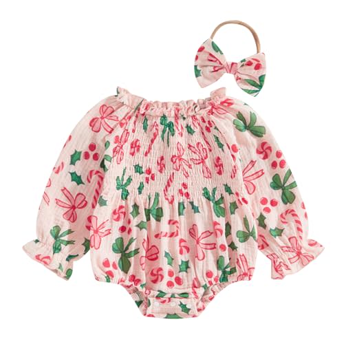 Newborn Baby Girl Easter Outfit Rabbit Smocked Romper Ruffle Long Sleeve St Patricks Day Bodysuit