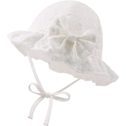 JANGANNSA Bow Baby Girls Summer Hat Flower Toddler Girls Sun Hat Cotton Breathable Infant Hat
