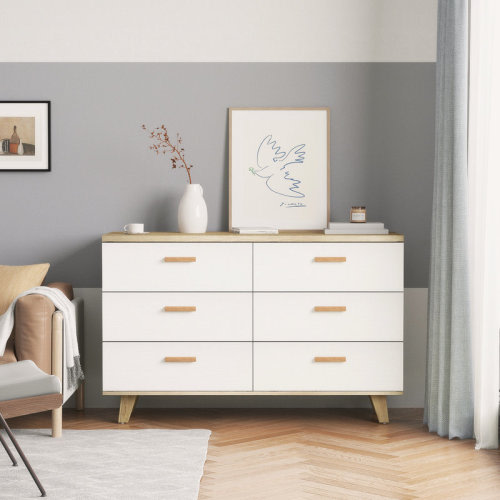 Corrigan Studio® 6- Drawers Modern Wooden Storge Cabinet White Dresser Bedroom Dresser | Wayfair