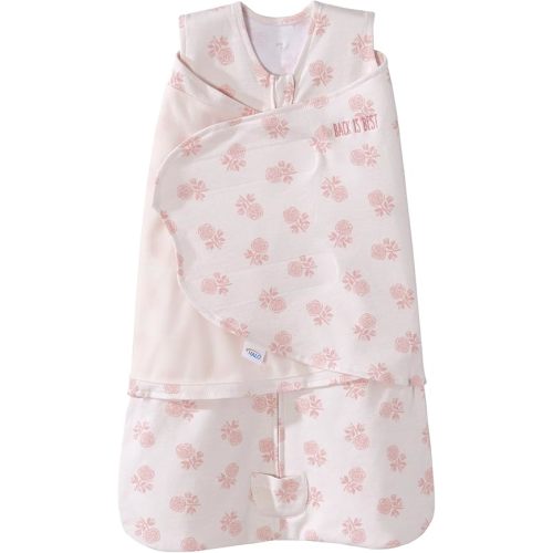 HALO 100% Cotton Sleepsack Swaddle, 3-Way Adjustable Wearable Blanket, TOG 1.5, Watercolor Rose Toss Blush, Newborn, 0-3 Months