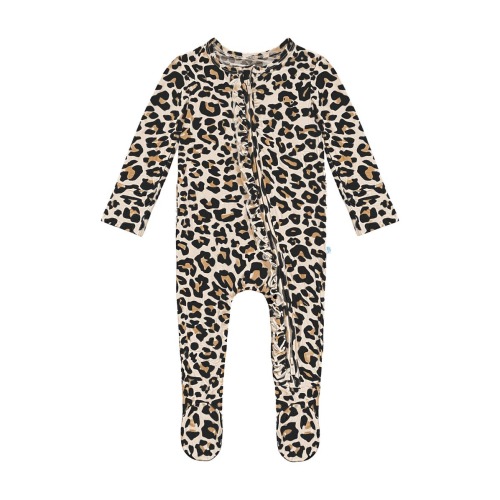 Lana Leopard Ruffle Footie, 3-6 M