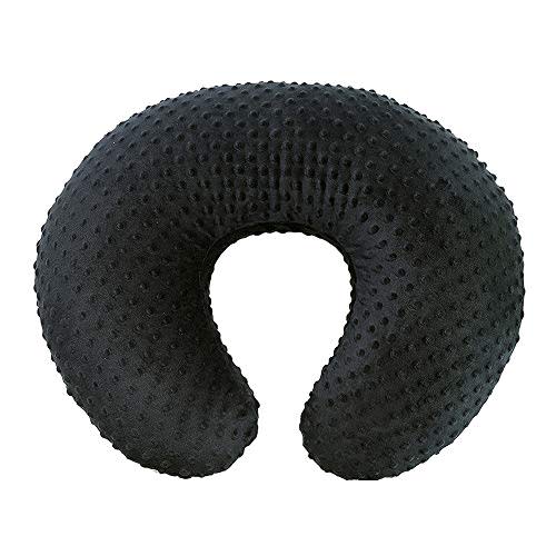 OWLOWLA Minky Nursing Pillow Cover, Breastfeeding Pillow Slipcover Fits Nursing Pillow for Baby Boy Girl(Black)