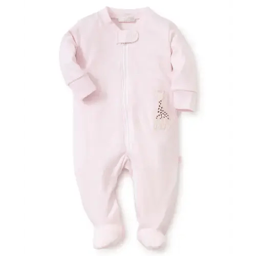 Sophie la girafe Pink Stripe Zip Front Footie