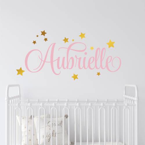 Personalized Wall Decal Girl Name Wall Decal Gold Stars Nursery Wall Decal Personalized Name Decal Vinyl Decal Girls Name Decal Princess