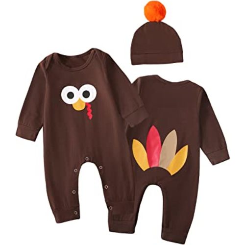 Shalofer Baby Boy Girl Thanksgiving Outfit Newborn Turkey Day Clothes Romper