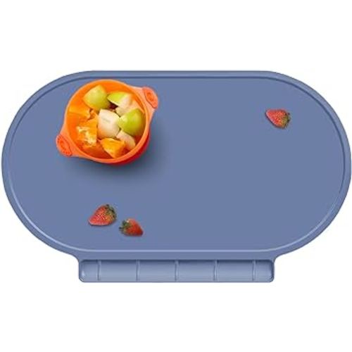 Placemat for Baby, Silicone Baby Toddlers Non-Slip Tablemats Stain Resistant Anti-Skid Reusable Dishwasher Safe Table Mats (Lake Blue)