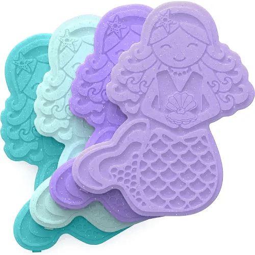 Bentgo® Buddies Glitter Reusable Ice Packs - Slim Ice Packs for Lunch Boxes, Lunch Bags, and Coolers - Multicolored 4-Pack (Mermaid)