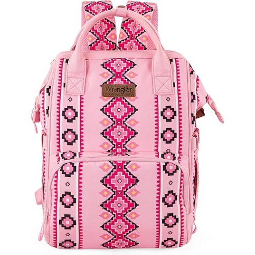 Montana West x Wrangler Diaper Bag Backpack Aztec Travel Backpack Purses Western Multi-Function Baby Bags for Mom with Waterproof Insulated Pockets WG2204-9110PK