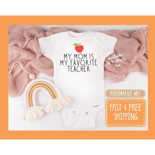 Favorite Teacher Onesie® - Old School Onesie®, Teacher Mom Shirt, Teacher baby gift, teacher baby shower, teacher baby shirt, back to school