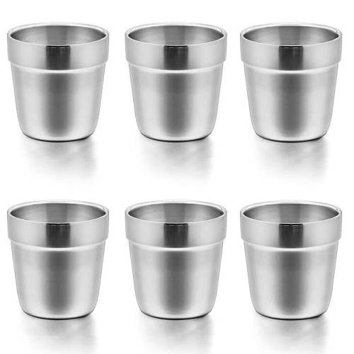Cups for Toddlers Kids, 6 Ounce Stainless Steel Insulated Tumblers for Children Preschoolers, Training & Transition, Double Wall & Shatterproof, Mirror Polished & Dishwasher Safe - 6 Pack