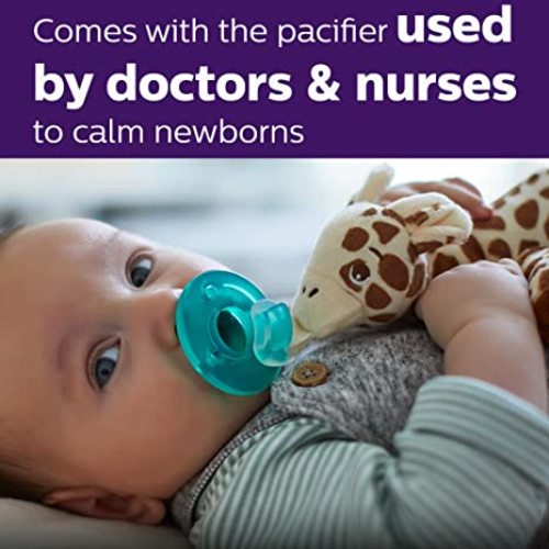 Philips AVENT Soothie Snuggle Pacifier Holder with Detachable Pacifier, 0m+, Giraffe, SCF347/01-1 Count (Pack of 1)