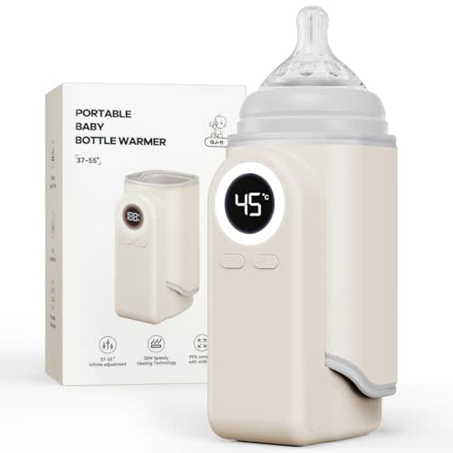 Portable Bottle Warmer for Travel, Precise Temperature Milk Warmer, 10000mAh Long Battery Life USB-C Fast Charging for Breast Milk/Formula Milk Warming, Fit Car, Airplane & On The Go Bottle Warmer