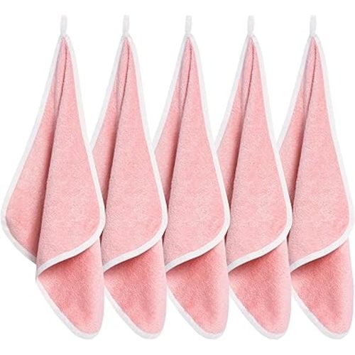 Soft Baby Washcloths Set - Absorbent Natural Baby Wash Cloth for Delicate Skin - 12"x12" Large Baby Bath Washcloths - Newborn Bath Face Towel (Pink)