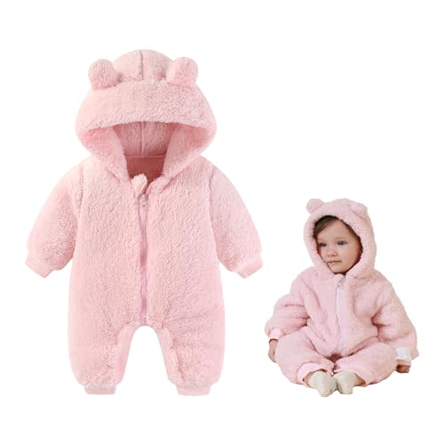 AiWMGL Newborn Baby Bear Outfit Suit Girls Boys Fleece Jumpsuit Romper Hooded Winter Snowsuit Clothes