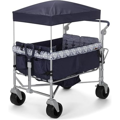 Safety 1st Summit 4 Seater Wagon Stroller, Quad Wagon Stroller with Canopy, Stroller Wagon for Kids, Foldable Kids Wagon Stroller, Navy Ink