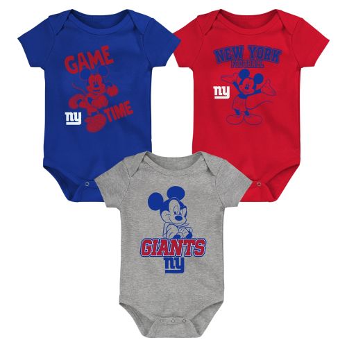 New York Giants Newborn & Infant Three-Piece Disney Game Time Bodysuit Set - Royal/Red/Gray 6-9 months