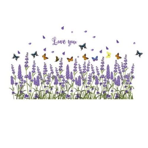 Unique Bargains PVC Lavender Butterflies Prints DIY Wall Sticker Decal Mural 19.7"x 27.6"