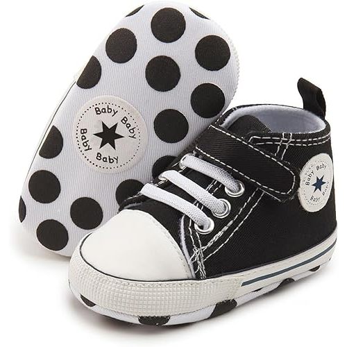 Unisex Baby Girls Boys Canvas High-top Shoes, Newborn Infant Anti-Slip Soft Sole Frist Walking Breathable Sneakers