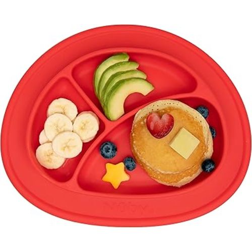 Nuby Silicone Sure Grip Miracle Mat, Fits Most High Chairs, 6 M+, Red