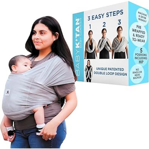 Original Baby K'tan Baby Carrier: #1 Easy Pre-Wrapped, Soft, Slip-On, No Rings, No Buckles | 5 in 1 Baby Sling for Hands-Free Comfort | Heather Grey | X-Large