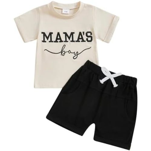 Toddler Baby Boy Clothes Truck Letter Print Short Sleeve T-shirts Top Solid Shorts 2 Pcs Newborn Baby Summer Outfit
