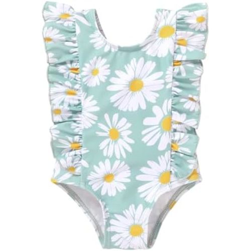 Newborn Baby Girl Ruffle Swimsuit Infant Toddler One Piece Floral Bikini Beach Bathing Swimwear Set