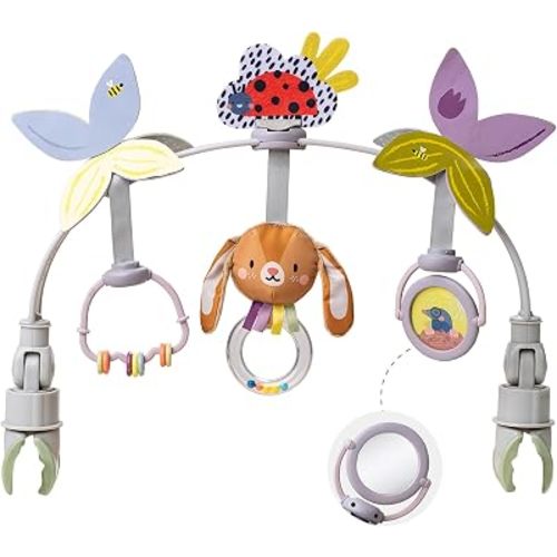 Taf Toys Baby Stroller Arch Toy, Car Seat Toys, Adjustable Arch Stroller Toy with 6 Hanging Sensory Activity Toys, Fits on Baby Bouncer, Bassinet, Crib, Infant Toy Bar Boy Girl 0-18 Months