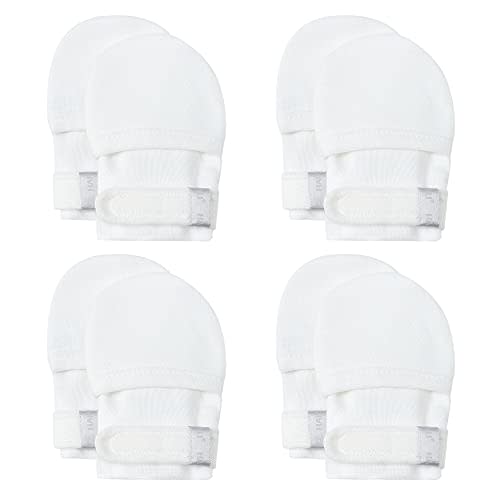 HAPIU Baby No Scratch Mittens Stay On, 100% Cotton Breathable, Adjustable Infant Gloves for Boys Girls, Newborn - 12 M