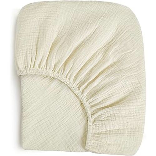 UBBCARE Muslin Crib Sheets for Boys and Girls, 28 X 52 Inches Cotton Fitted Baby Crib Sheet for Standard Crib and Toddler Mattresses, Ultra-Soft and Hypoallergenic Neutral Nursery Sheets - Beige
