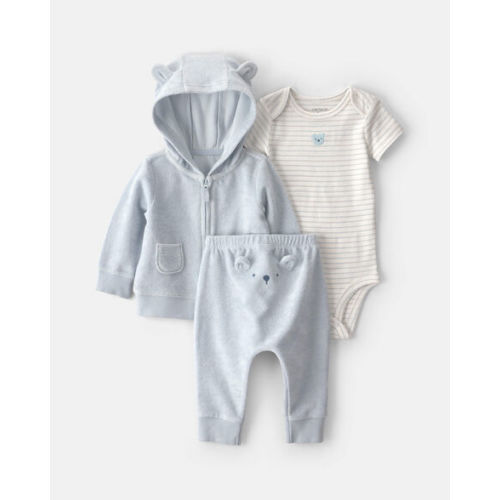 Baby 3-Piece Bear Terry Short-Sleeve Layering Set - Blue | Carter's