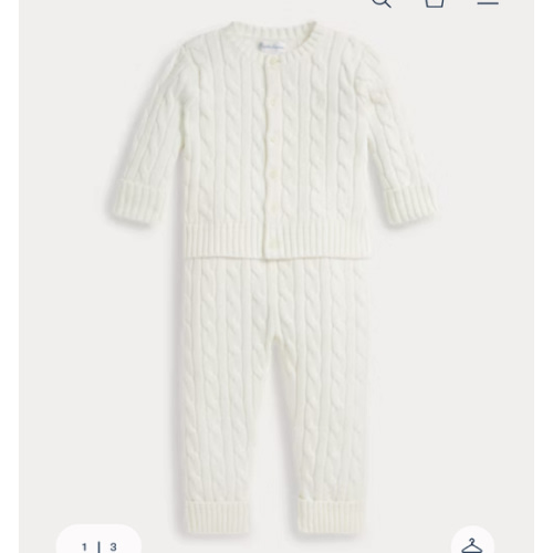 Cable-Knit Cotton Cardigan & Pant Set - 3 months