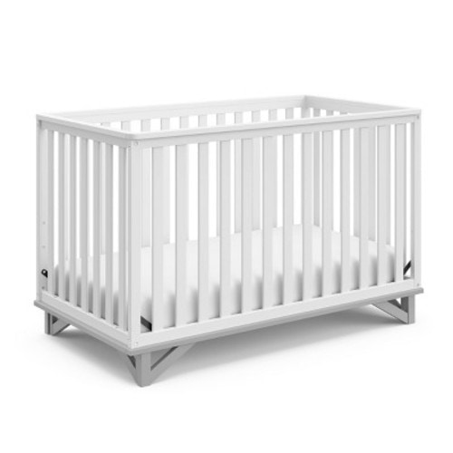Storkcraft Santa Monica 5-in-1 Convertible Crib, Color: White/Pebble Gray