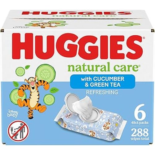 Huggies Natural Care Refreshing Baby Wipes, Hypoallergenic, Scented, 6 Flip-Top Packs (288 Wipes Total)