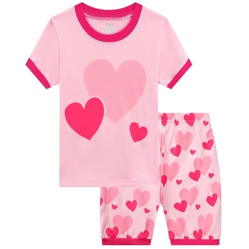 Popshion Little Girls Pajamas Summer Short Sets Mermaid Sleepwear 100% Cotton Toddler Pjs Clothes Size 2-8 Years