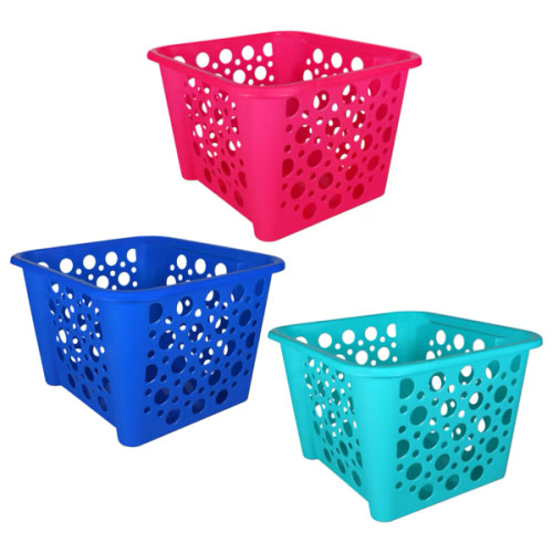 Essentials Tall Plastic Slotted Storage Baskets, 12.875x11.875x8.5 in. | Dollar Tree