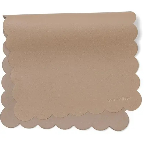 Vegan Leather Baby Changing Mat (Taupe Scallop)