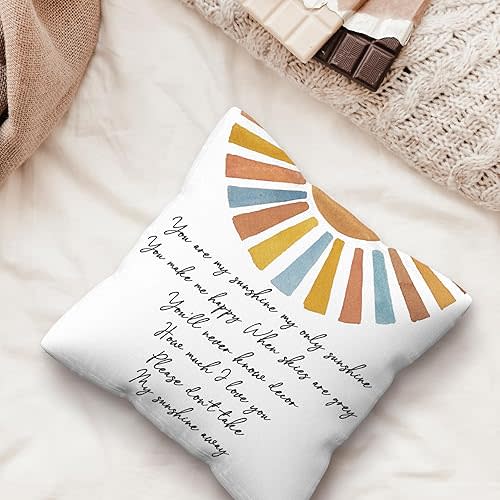 kdqua You are My Sunshine Pillow Covers 18x18, Boho Nursery Baby Girl Rainbow Decor, Kids Classroom Throw Pillow Covers for Living Room Playroom Teens Girls Room Decor