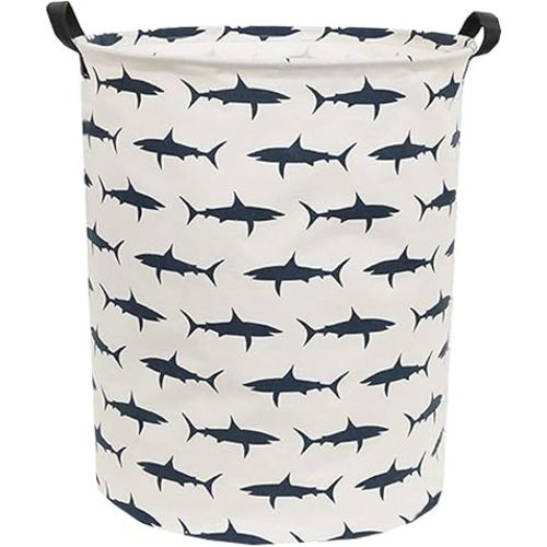 Kids Laundry Hamper,Canvas Shark Hamper Collapsible Boys Storage Baskets for Boys Room Decor,Nursery Hamper,Toy Organizer,(Shark)
