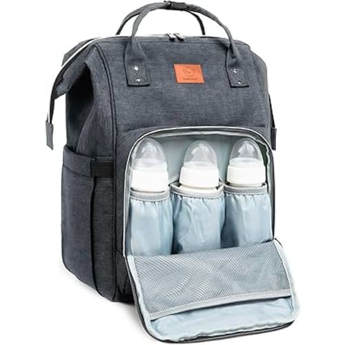 KeaBabies Baby Diaper Bag Backpack (Mystic Gray) - Large Baby Bag for Boys, Girls, Waterproof Multi Function Travel Diaper Backpack with Changing Pad, Durable Travel Essentials for Moms and Dads (Mystic Gray)