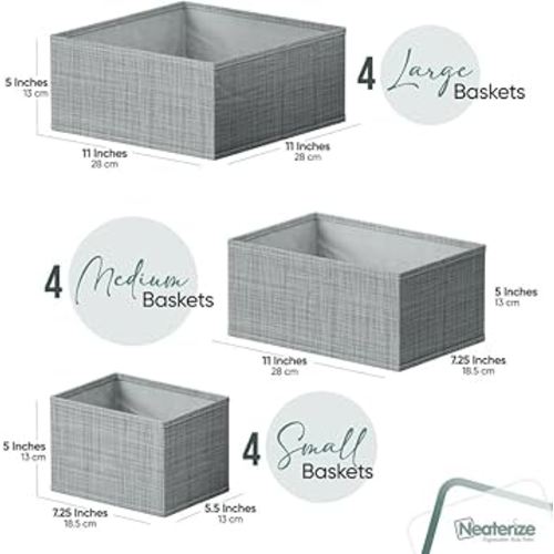 Amazon.com: Drawer Organizer Clothes Set of 12 White-Grey - Dresser Organizer For Nursery, Bedroom, Closet - Perfect Baby Clothes Organizer and Storage & General Nursery Organization or Dresser Drawer Organizers : Baby